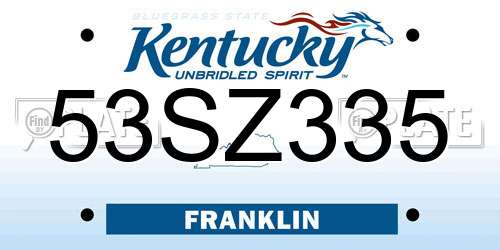 53SZ335 Kentucky License Plate
