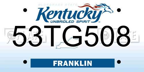 53TG508 Kentucky License Plate