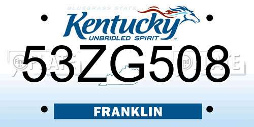 53ZG508 Kentucky License Plate