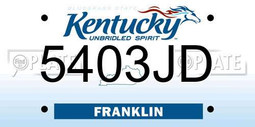 5403JD Kentucky License Plate