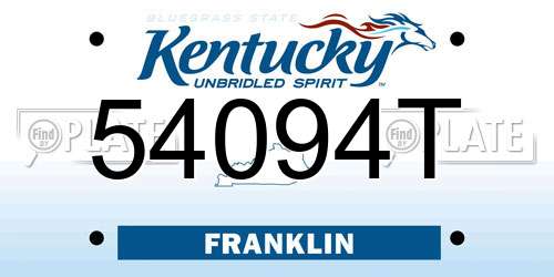 54094T Kentucky License Plate