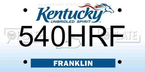 540HRF Kentucky License Plate