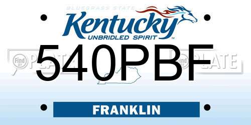 540PBF Kentucky License Plate