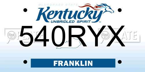 540RYX Kentucky License Plate
