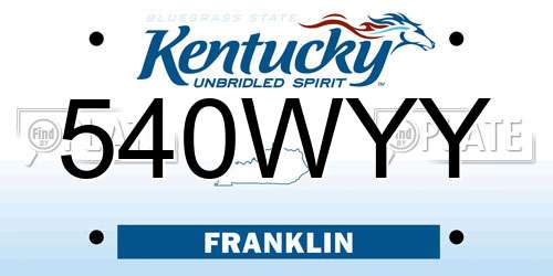 540WYY Kentucky License Plate