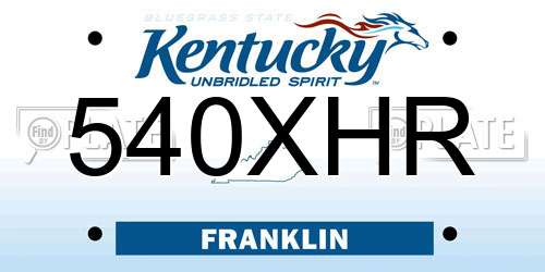 540XHR Kentucky License Plate
