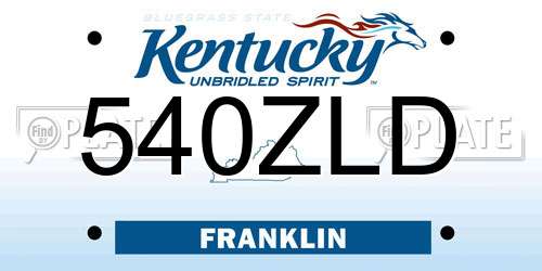540ZLD Kentucky License Plate