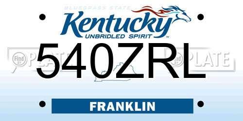 540ZRL Kentucky License Plate