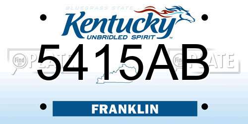 5415AB Kentucky License Plate