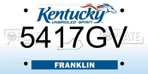 5417GV Kentucky License Plate
