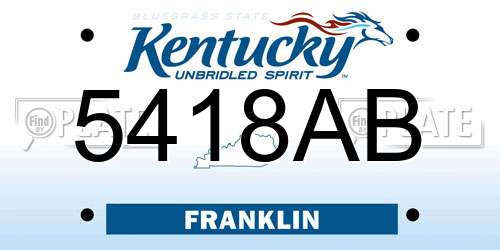 5418AB Kentucky License Plate