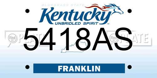 5418AS Kentucky License Plate