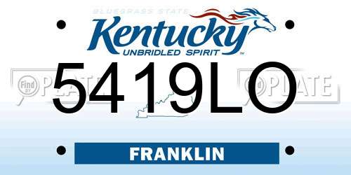 5419LO Kentucky License Plate