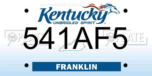 541AF5 Kentucky License Plate