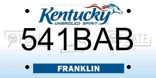 541BAB Kentucky License Plate