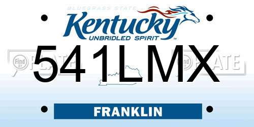 541LMX Kentucky License Plate