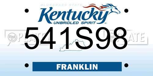 541S98 Kentucky License Plate
