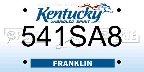 541SA8 Kentucky License Plate