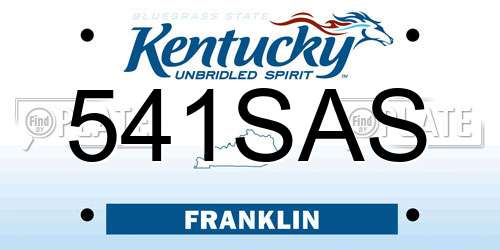 541SAS Kentucky License Plate