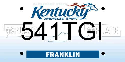 541TGI Kentucky License Plate