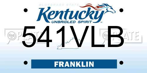 541VLB Kentucky License Plate