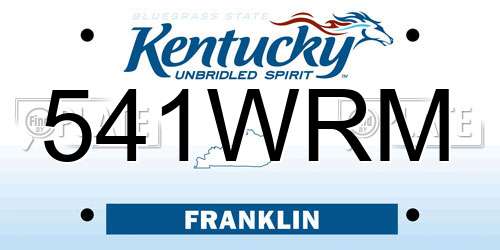541WRM Kentucky License Plate