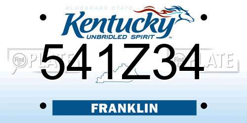 541Z34 Kentucky License Plate