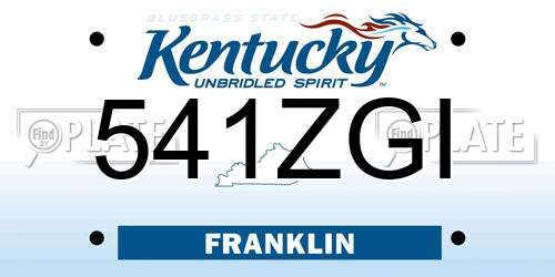 541ZGI Kentucky License Plate
