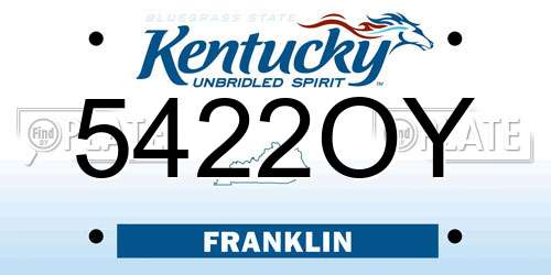 5422OY Kentucky License Plate