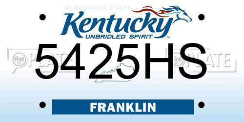 5425HS Kentucky License Plate