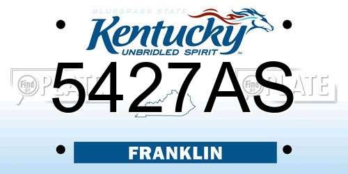5427AS Kentucky License Plate