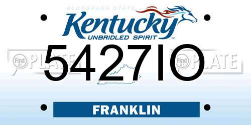 5427IO Kentucky License Plate