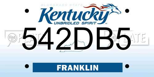 542DB5 Kentucky License Plate