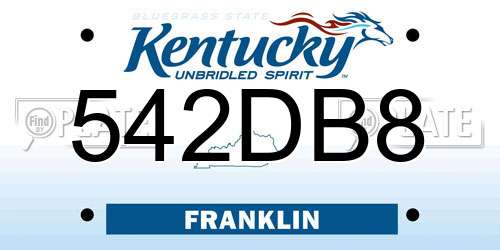 542DB8 Kentucky License Plate