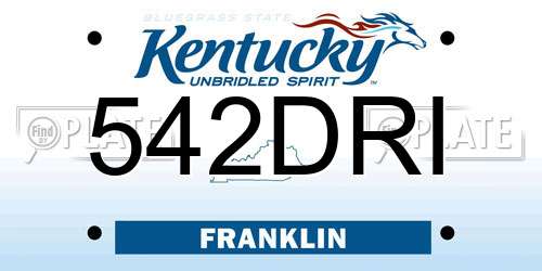 542DRI Kentucky License Plate