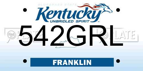 542GRL Kentucky License Plate