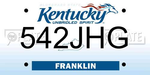 542JHG Kentucky License Plate