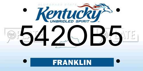 542OB5 Kentucky License Plate
