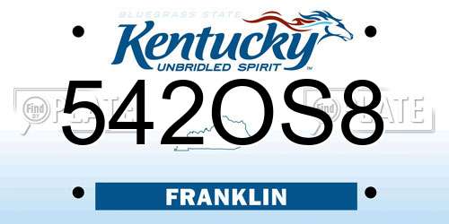542OS8 Kentucky License Plate
