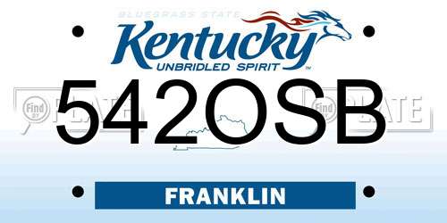 542OSB Kentucky License Plate