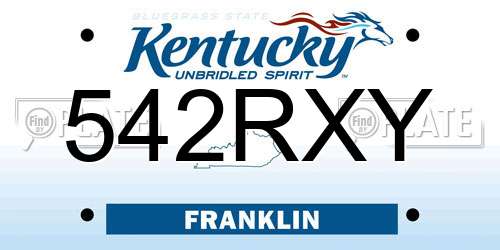 542RXY Kentucky License Plate