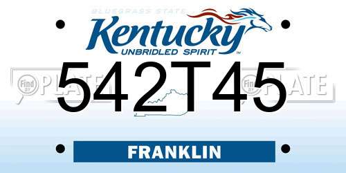 542T45 Kentucky License Plate