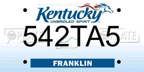 542TA5 Kentucky License Plate
