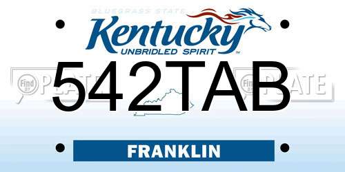 542TAB Kentucky License Plate