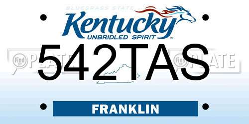 542TAS Kentucky License Plate