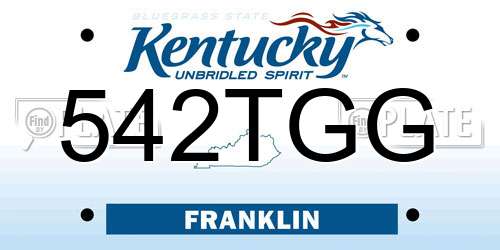 542TGG Kentucky License Plate