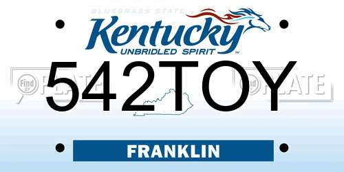 542TOY Kentucky License Plate