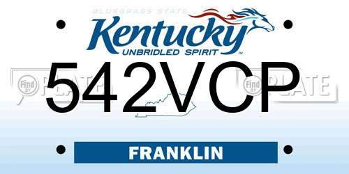 542VCP Kentucky License Plate