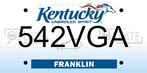 542VGA Kentucky License Plate