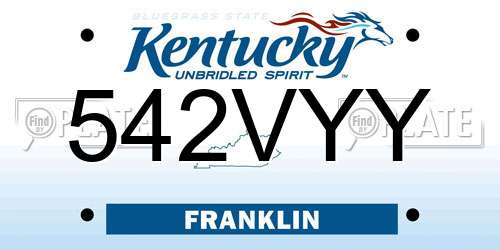 542VYY Kentucky License Plate